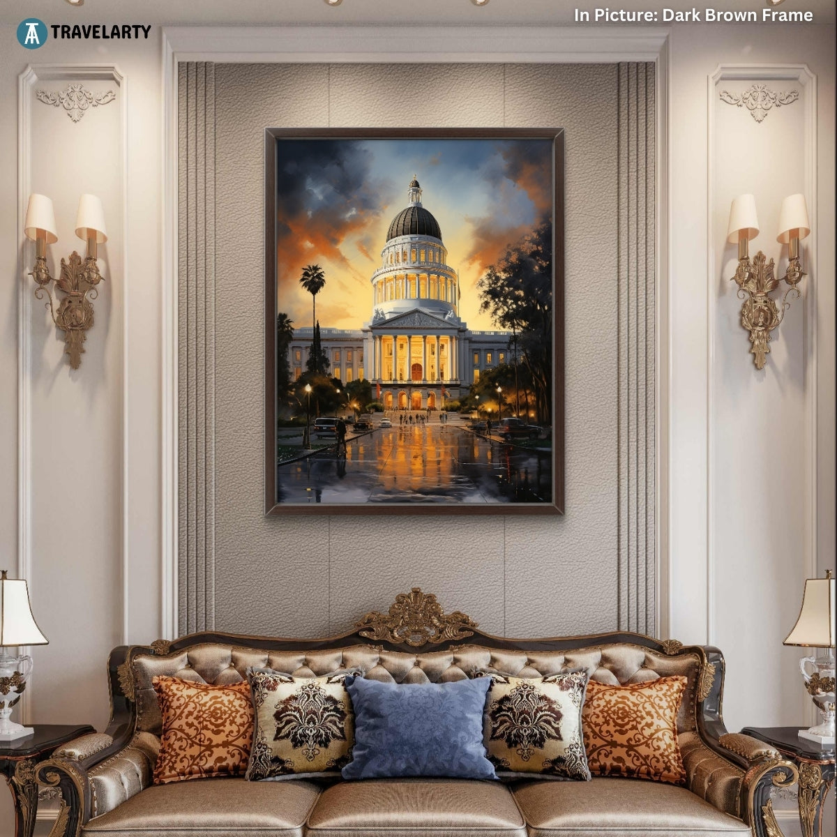 Capitol Building Nightfall Canvas Painting