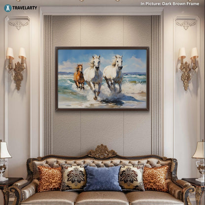 Beachside Stallions Canvas Painting