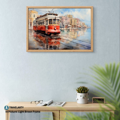 Coastal Tram Canvas Painting