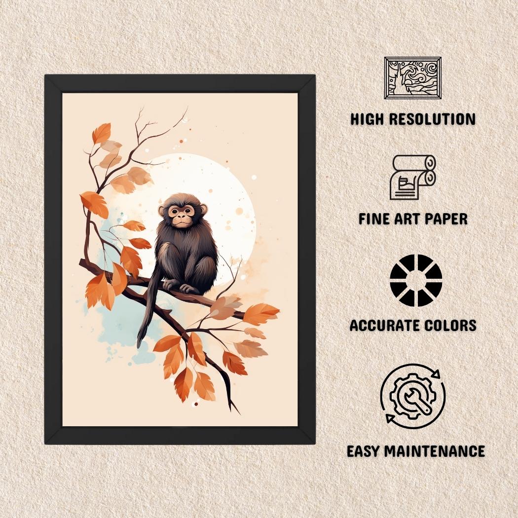 Monkey-On-A-Branch Boho Art Bohemian