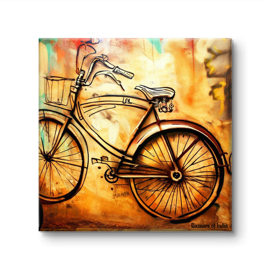 Bicycle on the Wall by Bazaars of India (Framed Art Print)