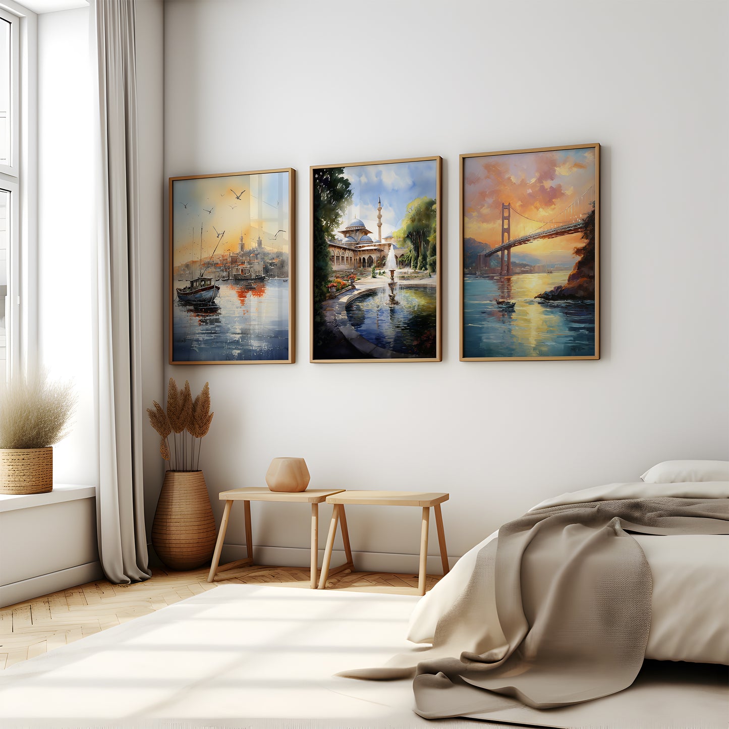 Golden Horizons - Gallery Wall Set of 3 Framed Art