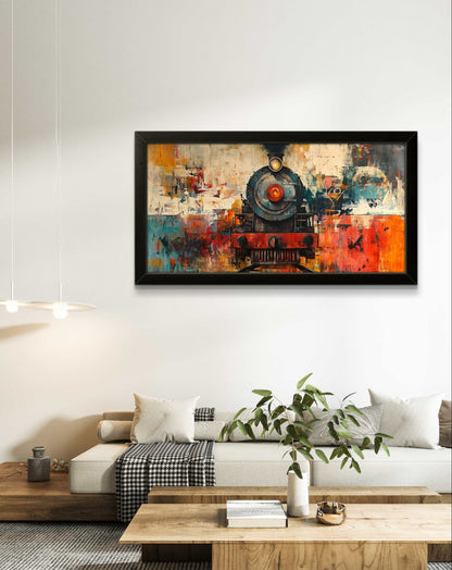 The Steam Locomotive by Pompidou Moderne | Painting for Living Room