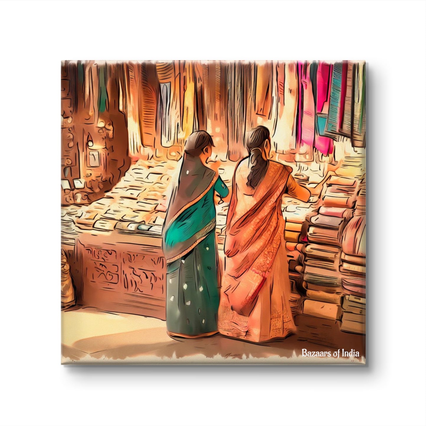 Saree di Hatti by Bazaars of India (Framed Art Print)