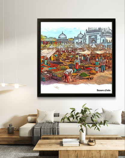 Sabji Mandi by Bazaars of India (Framed Art Print)