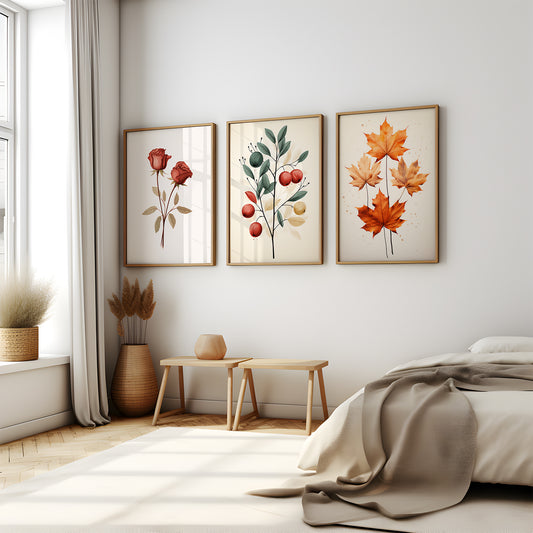 Elegant Blooms - Gallery Wall Set of 3 Framed Art