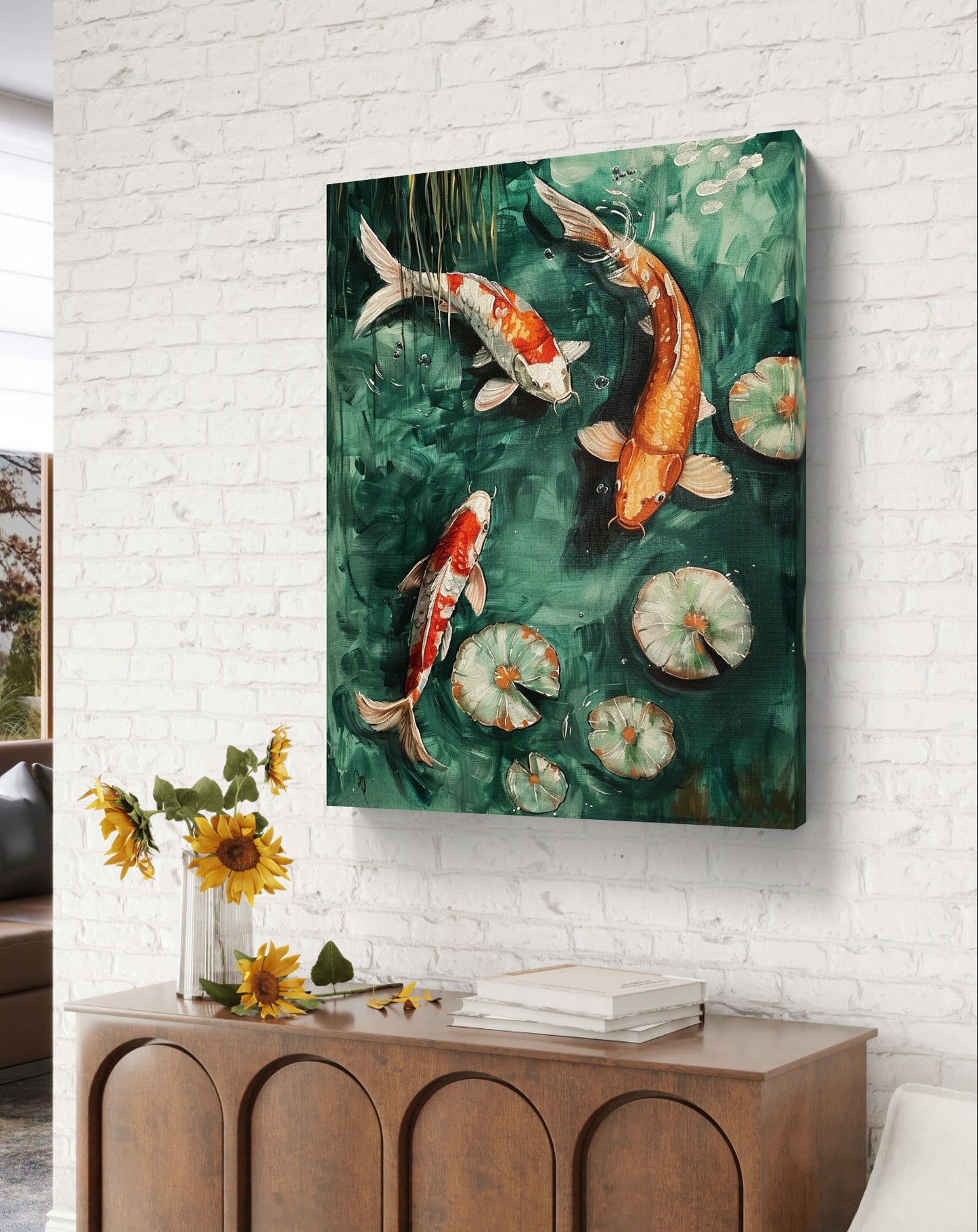 Koi Fish In a Lotus Pond - Feng Shui Paintings