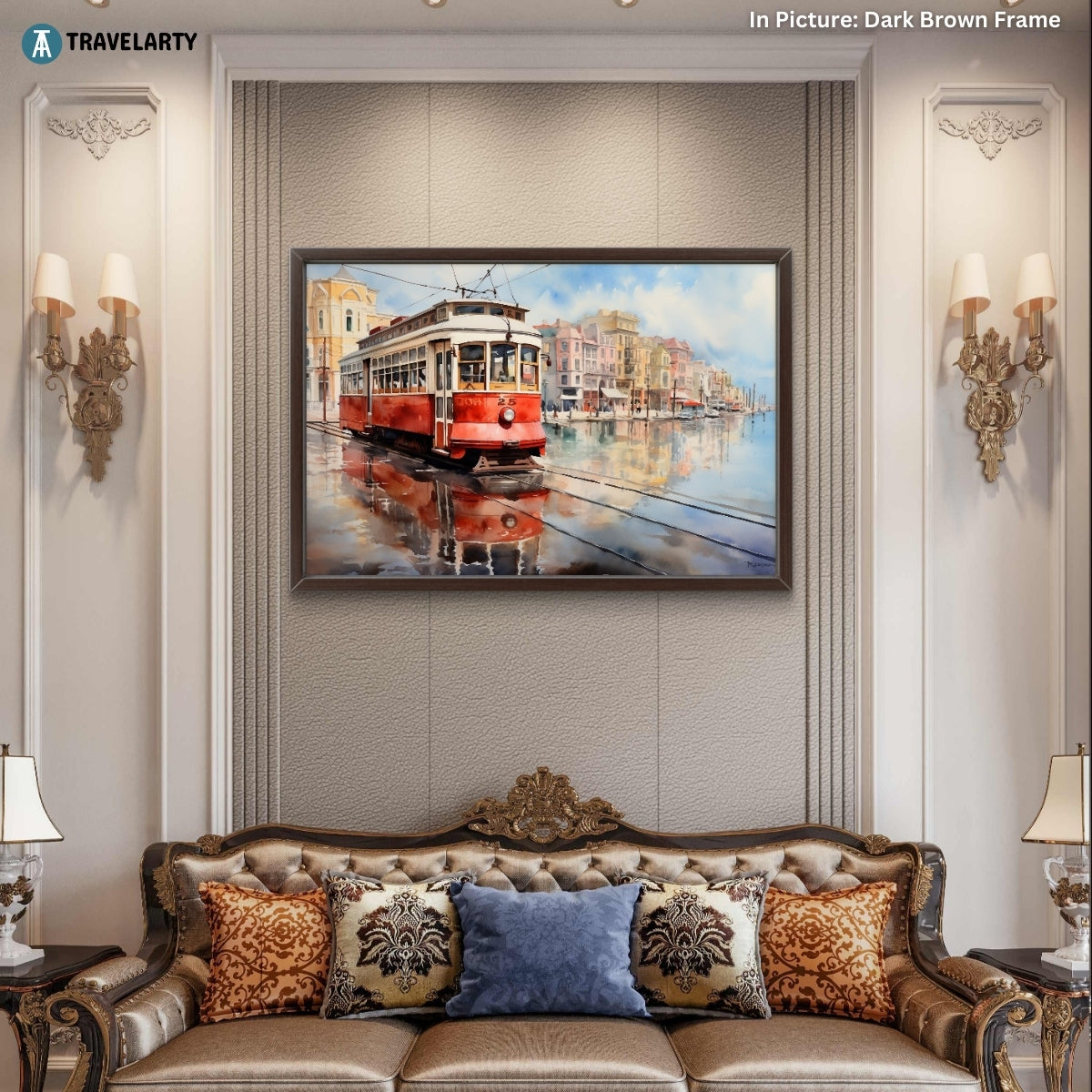 Coastal Tram Canvas Painting