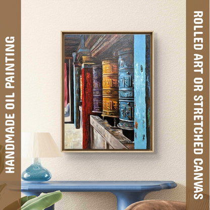 Prayer Wheels of Rumtek (Canvas Oil Painting - 60X80 cm)