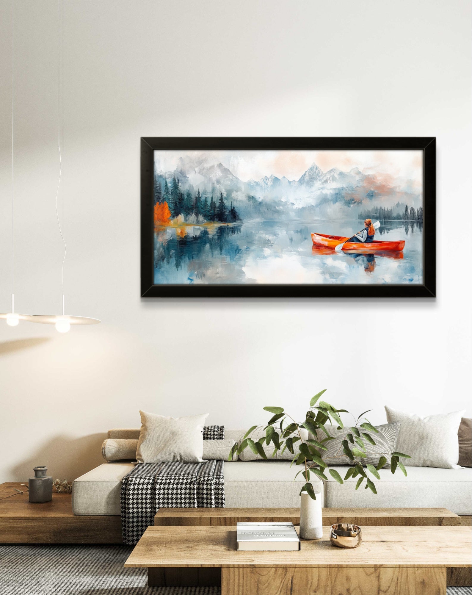 Kayaking in the Alps by Pompidou Moderne | Painting for Living Room