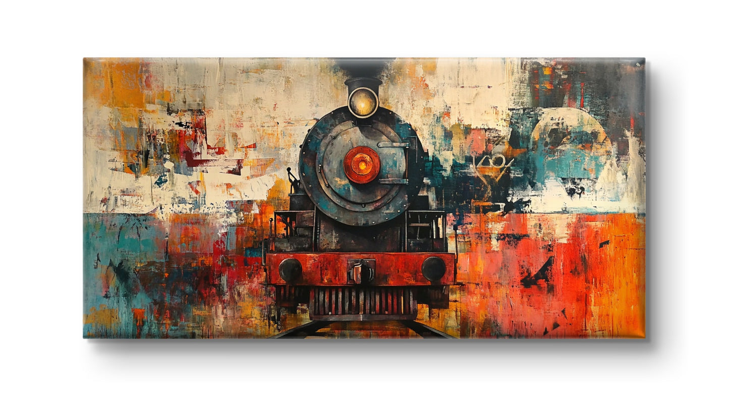 The Steam Locomotive by Pompidou Moderne | Painting for Living Room