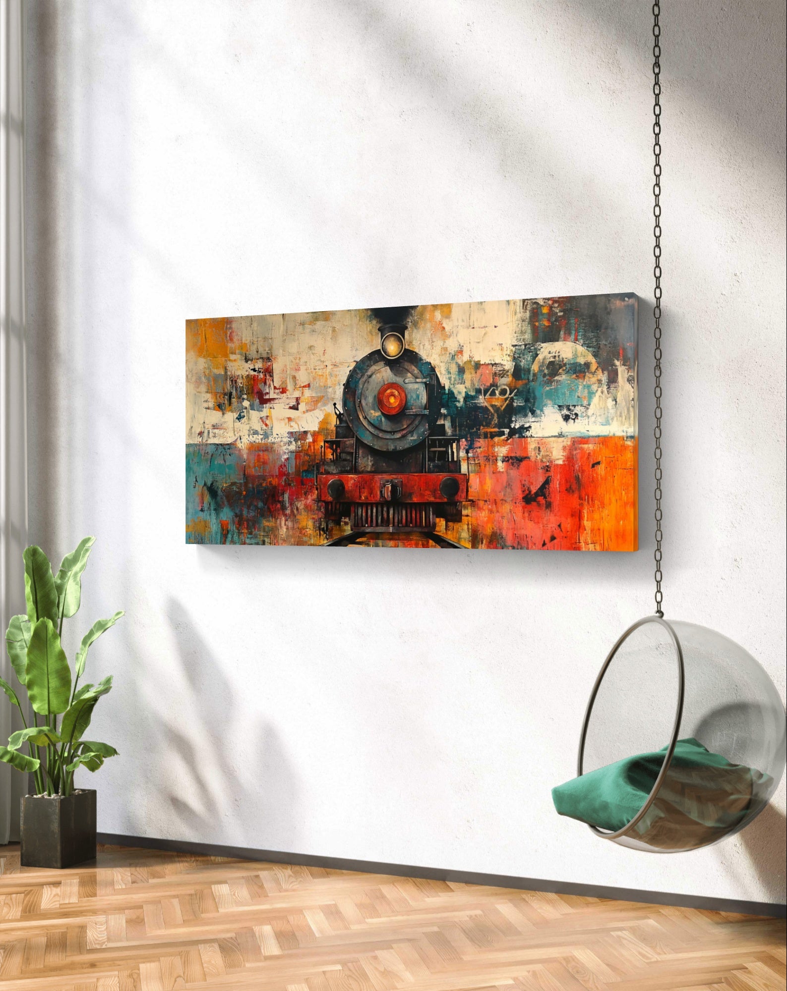 The Steam Locomotive by Pompidou Moderne | Painting for Living Room