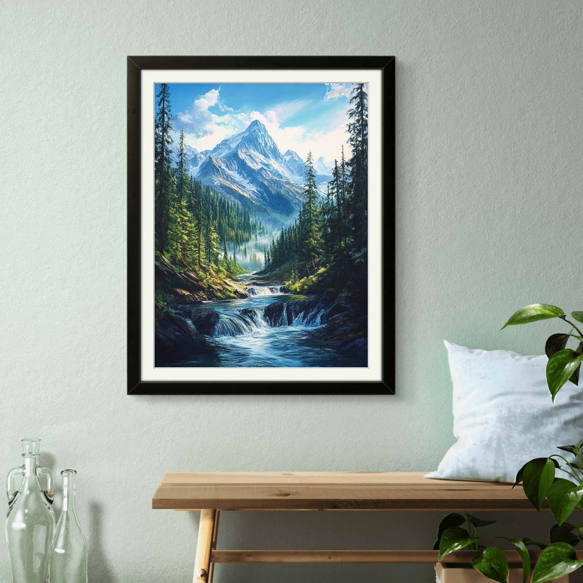 Buy Wall Art Waterfall under the Mountain - Vaastu Paintings