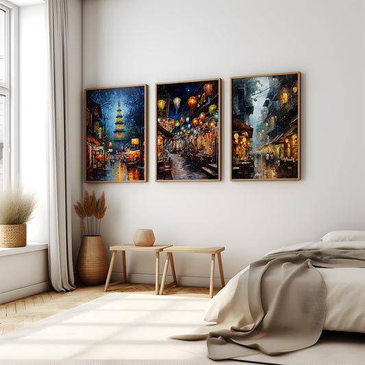 Vietnamese Charm - Gallery Wall Set of 3 Framed Art