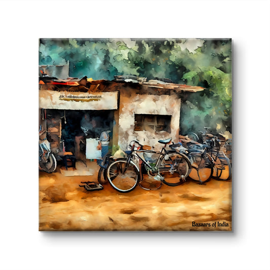 Puncture Repair by Bazaars of India (Framed Art Print)