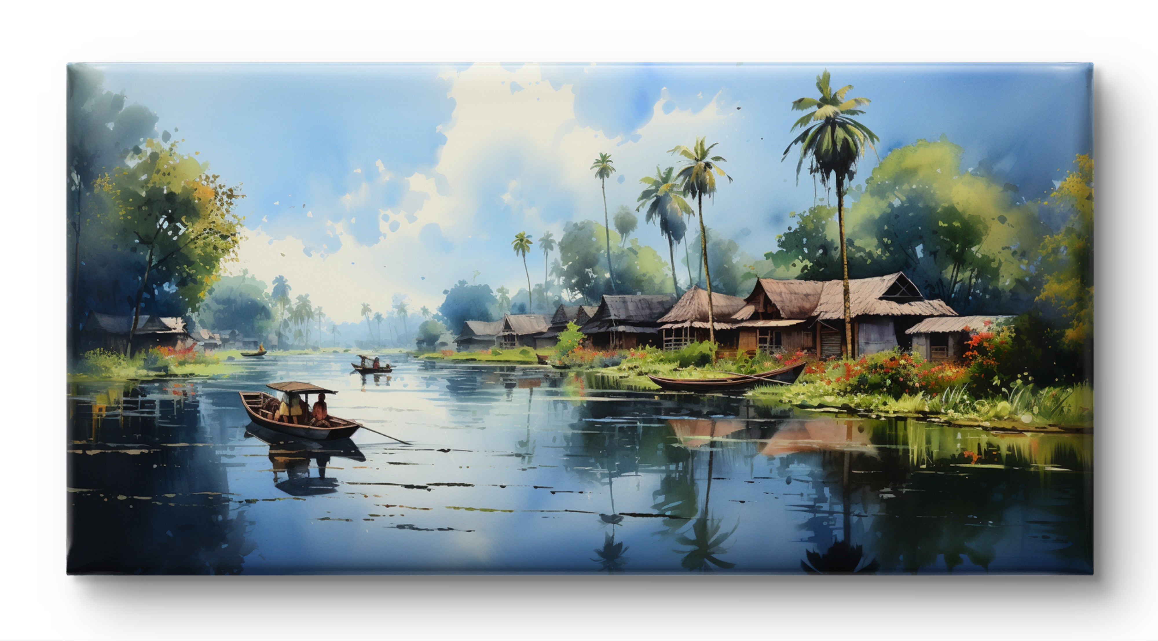 Kerala backwaters , watercolour painting, retailer prints