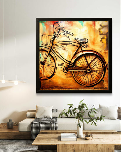 Bicycle on the Wall by Bazaars of India (Framed Art Print)