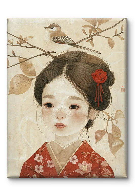 Japanese Girl And The Bird by Coffee Couture