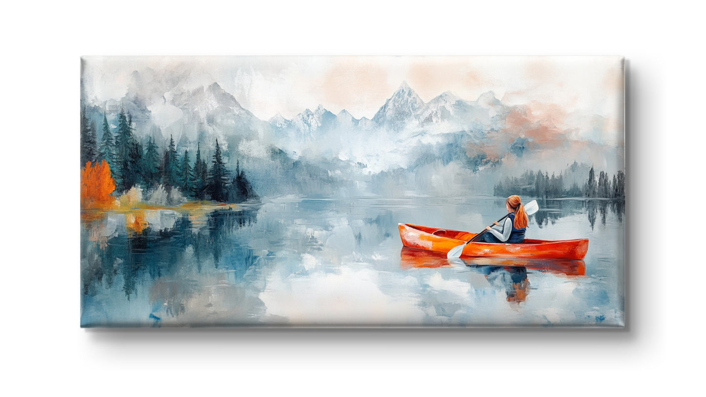 Kayaking in the Alps by Pompidou Moderne | Painting for Living Room