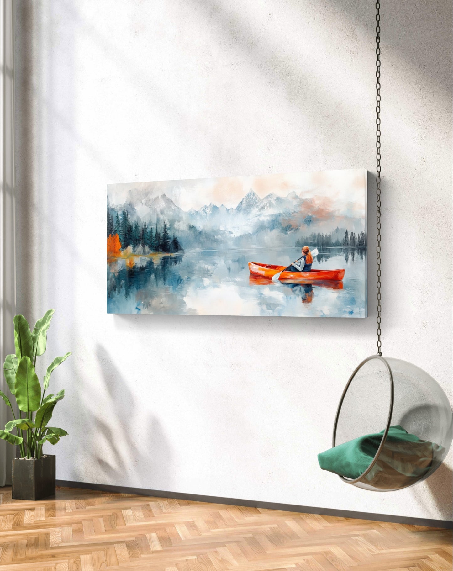 Kayaking in the Alps by Pompidou Moderne | Painting for Living Room