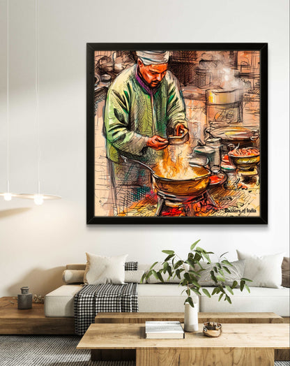 Chaiwala by Bazaars of India (Framed Art Print)