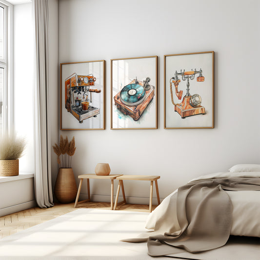 Retro Reverie - Gallery Wall Set of 3 Framed Art