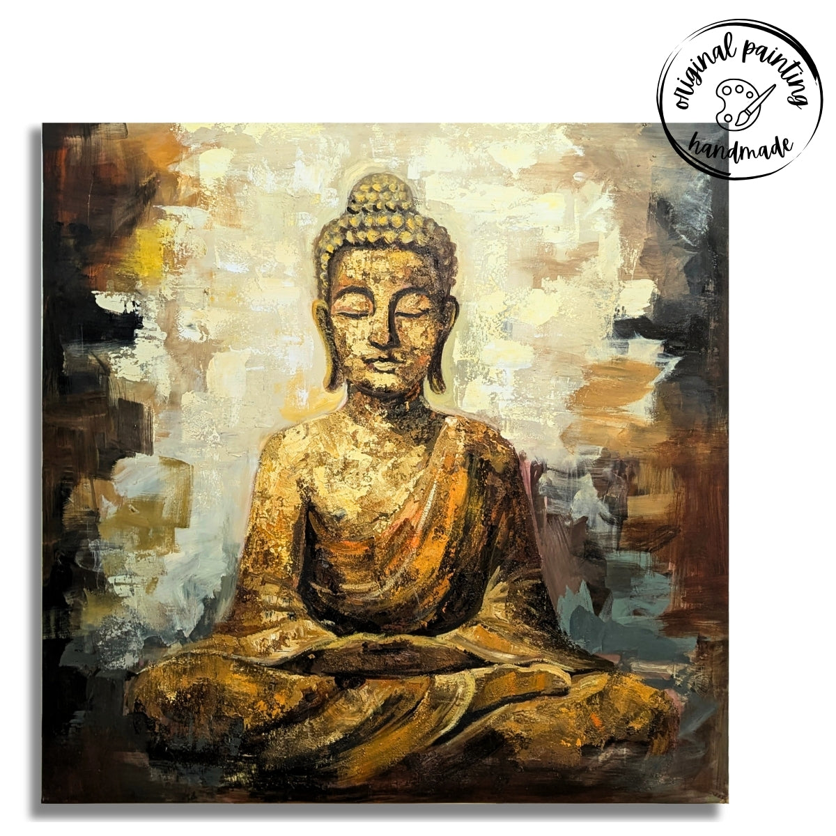 Lord Buddha in Ochre (Canvas Oil Painting - 120X120 cm)