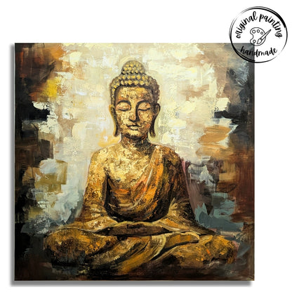 Lord Buddha in Ochre (Canvas Oil Painting - 120X120 cm)