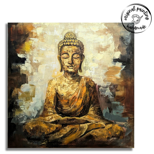 Lord Buddha in Ochre (Canvas Oil Painting - 120X120 cm)