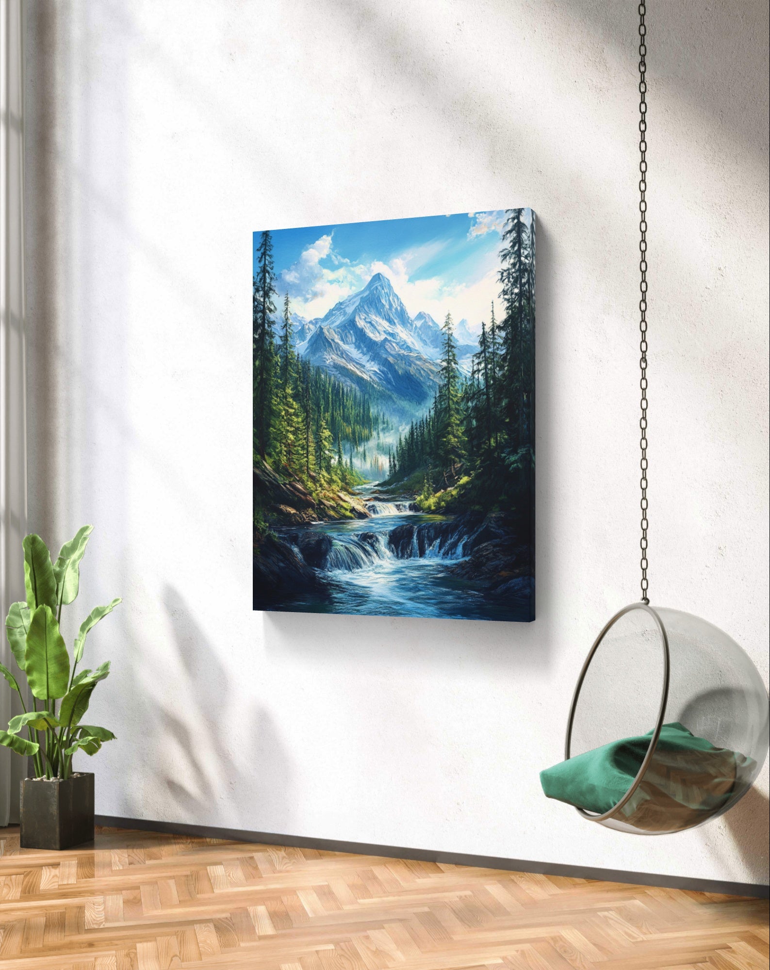 Buy Wall Art Waterfall under the Mountain - Vaastu Paintings