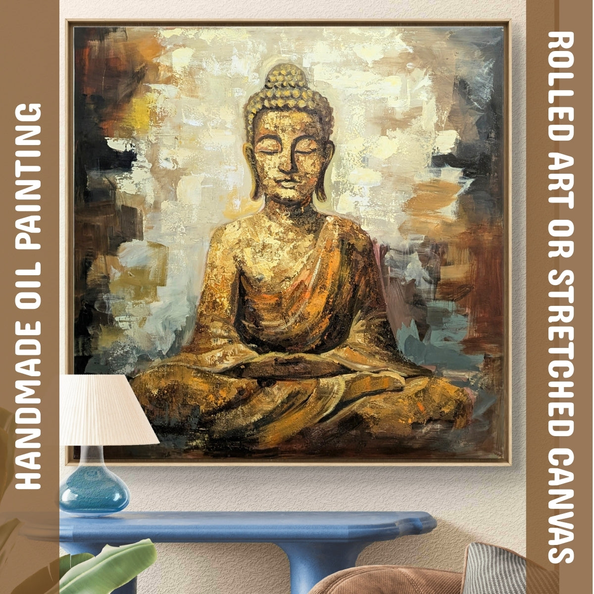 Lord Buddha in Ochre (Canvas Oil Painting - 120X120 cm)