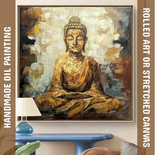Lord Buddha in Ochre (Canvas Oil Painting - 120X120 cm)