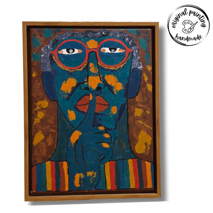 Shhhhh by Raman Singh (Acrylic Painting on Canvas - 18X24 inches with Floating Frame)