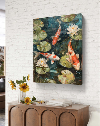 Koi Fish In a Pond - Feng Shui Paintings