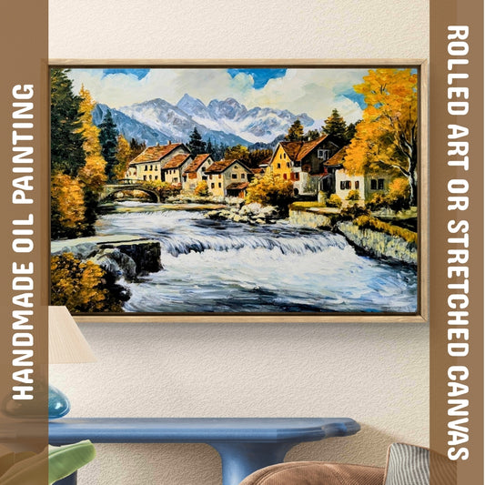 The River in the Alps (Canvas Oil Painting - 90X60 cm)