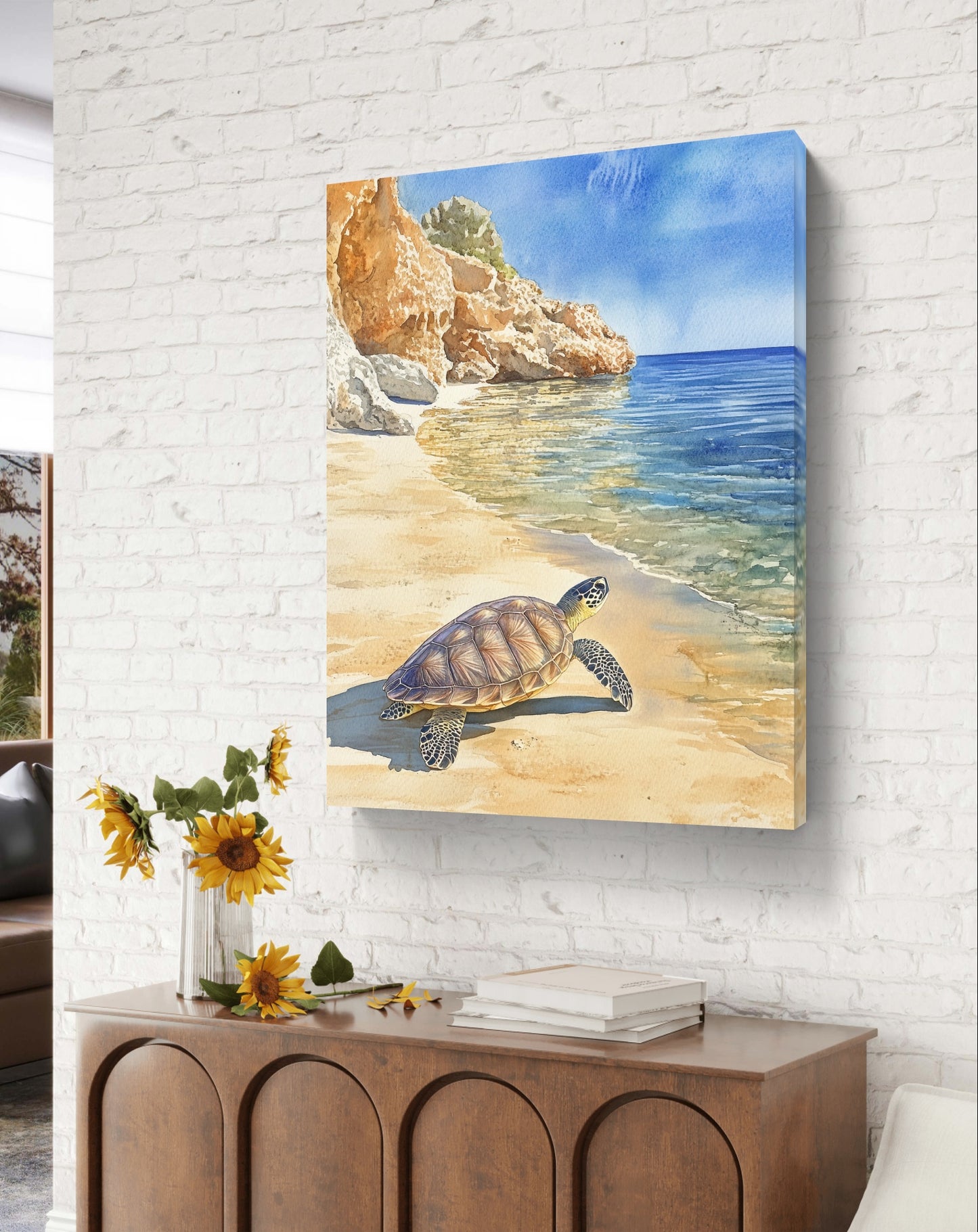 Turtle On The Beach - Feng Shui Paintings