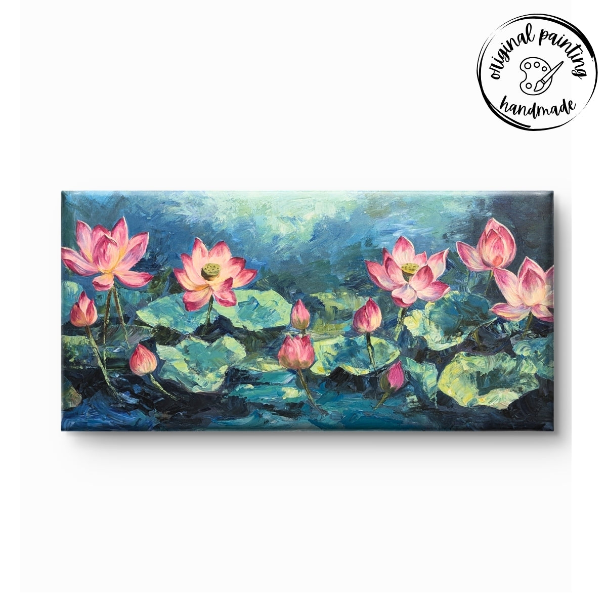 Lotus Twilight (Canvas Oil Painting - 100X50 cm)