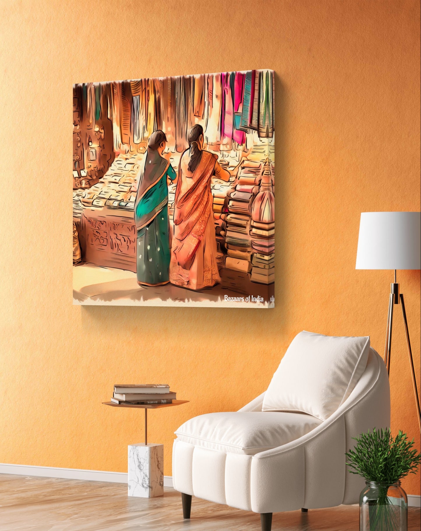 Saree di Hatti by Bazaars of India (Framed Art Print)