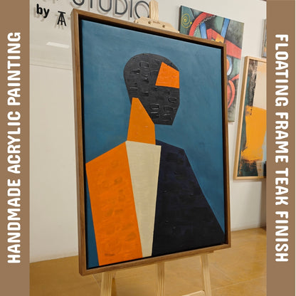 Fragmanted Self by Raman Singh (Acrylic Painting on Canvas - 24X32 inches with Floating Frame)