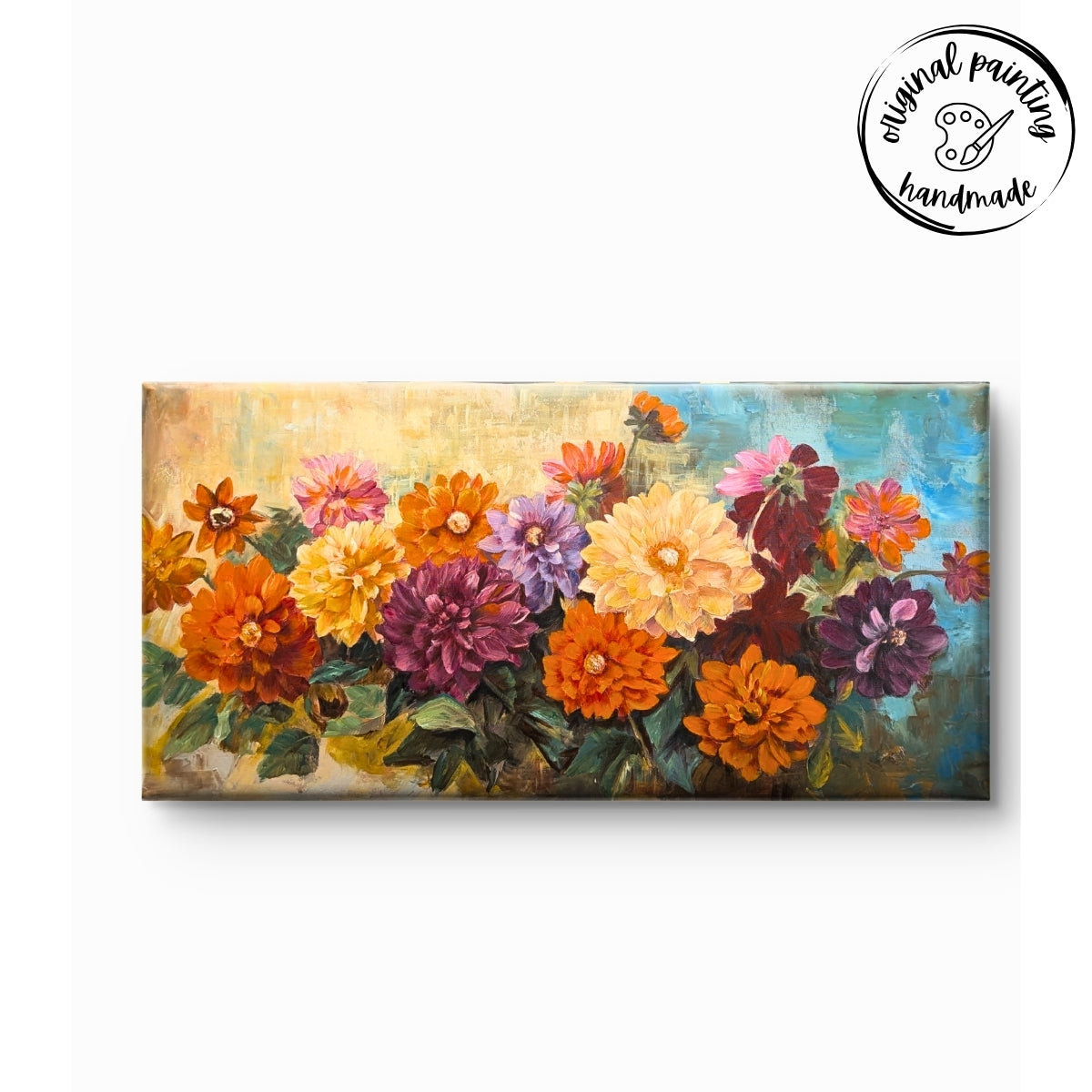 Garden in Full Bloom (Canvas Oil Painting - 100X50 cm)