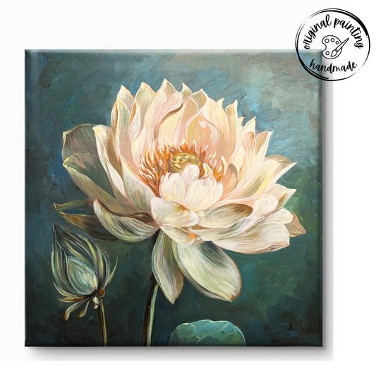 White Lotus Reverie (Canvas Oil Painting - 80X80 cm)