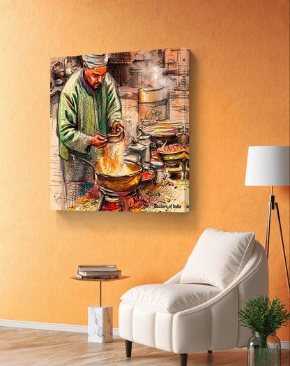 Chaiwala by Bazaars of India (Framed Art Print)