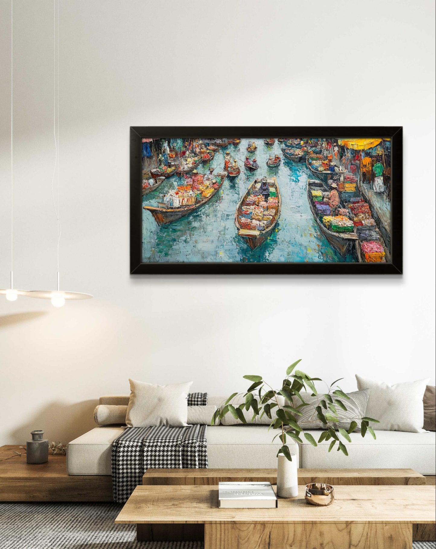 Floating Markets of Thailand by Pompidou Moderne | Painting for Living Room