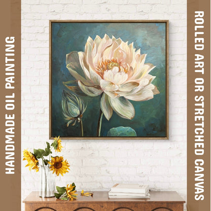 White Lotus Reverie (Canvas Oil Painting - 80X80 cm)