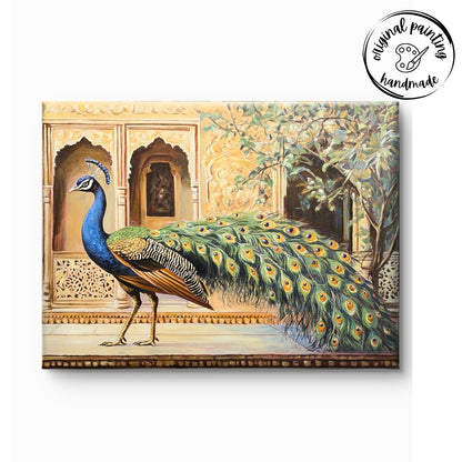 Peacock Courtyard (Canvas Oil Painting - 100X75 cm)