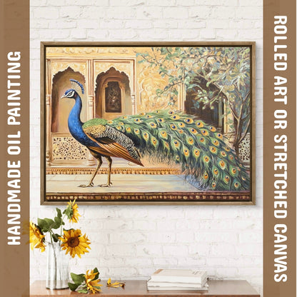 Peacock Courtyard (Canvas Oil Painting - 100X75 cm)