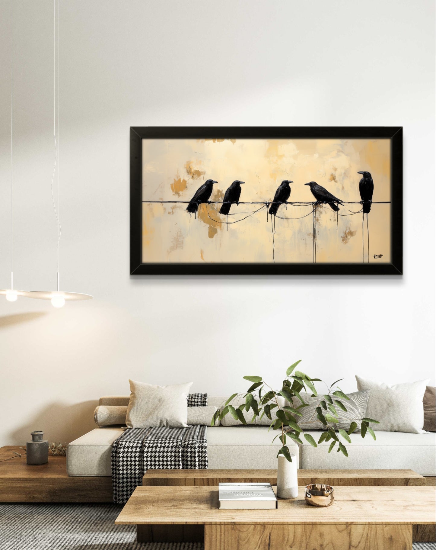 Crows On The Line by Pompidou Moderne | Painting for Living Room