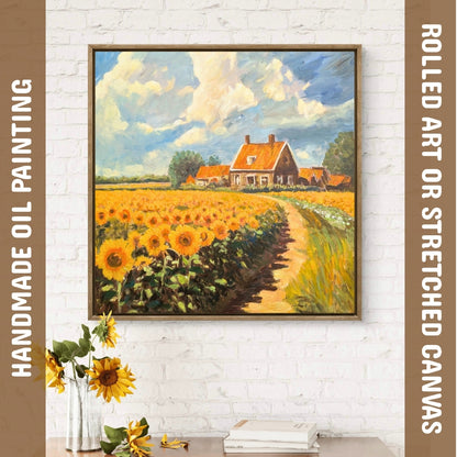 Sunflower Cottage (Canvas Oil Painting - 80X80 cm)
