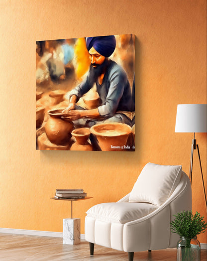 The Potter by Bazaars of India (Framed Art Print)