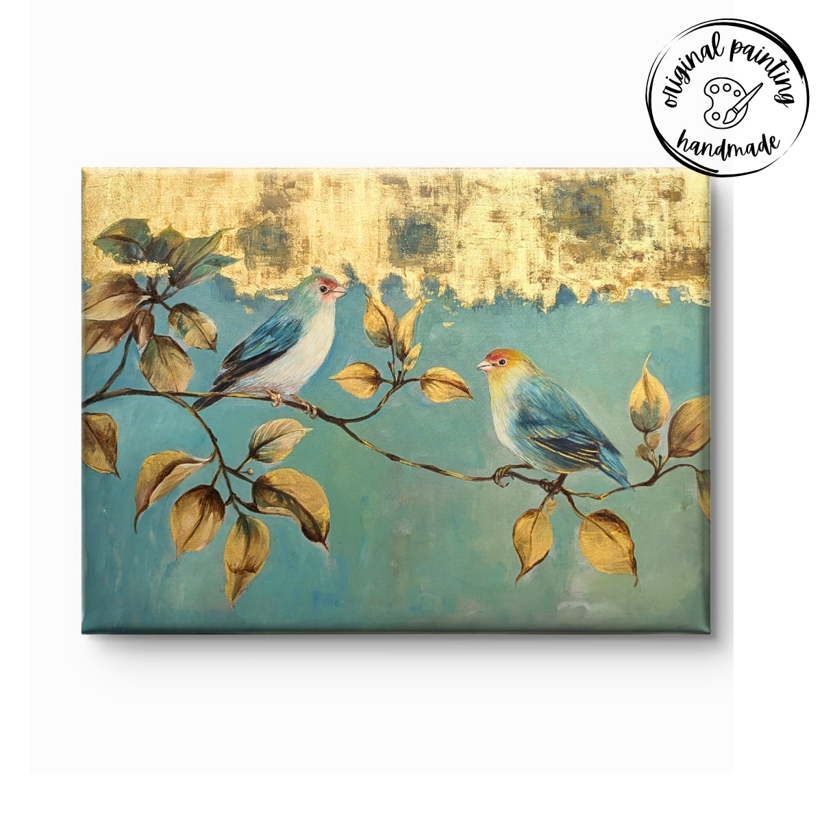 Birds on a Gilded Branch (Canvas Oil Painting - 80X60 cm)
